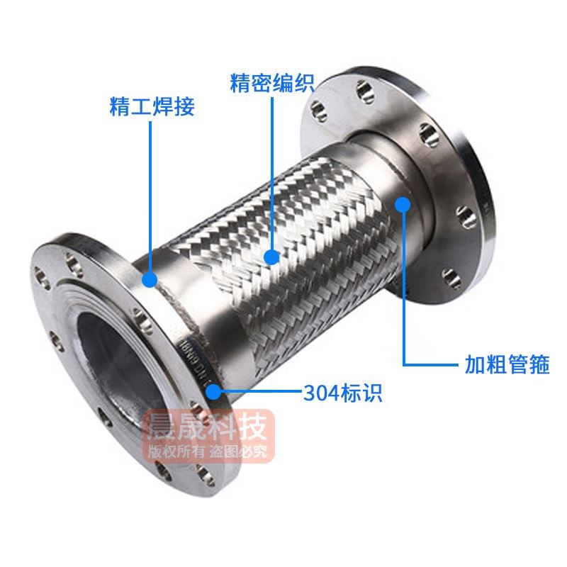 不锈钢法兰式304金属软管耐腐高温高压蒸汽软连接波纹管DN15-600