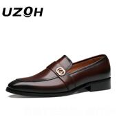 务正装 真皮休闲皮鞋 男鞋 尖头英伦一脚鞋 透气 正品 蹬休商乐闲鞋 男士