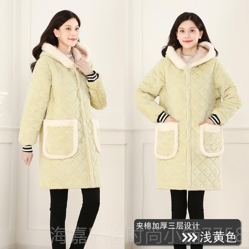 正品新款罩衣长袖外套女人加绒加大厚冬季暖夹棉保穿工作服男士外