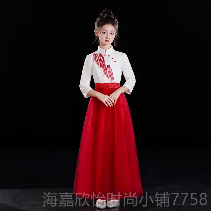 正品一儿歌小童合唱服演出服中学生合唱红比赛诗歌朗诵服装主持六