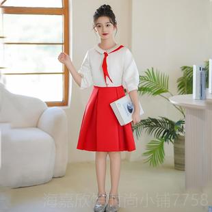 正品新款儿童合唱服男女校园背带长短裙中学裤生诗歌小朗诵舞大蹈