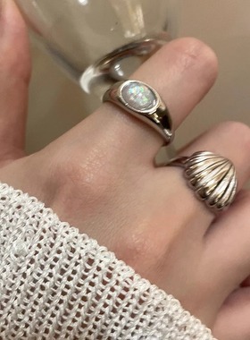 2025新款潮流食指人鱼姬设计感小众仿贝壳闺蜜指环送礼戒指