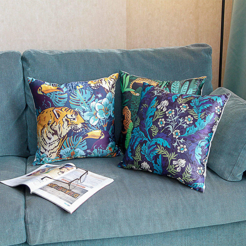 级感仿真丝印花靠枕家用卧室轻奢风床头沙发舒适靠垫小枕头,居家布艺,靠垫/抱枕,淘宝优惠券,粉丝福利购,淘宝优惠卷