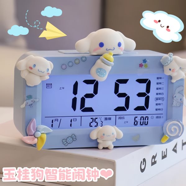 语音带耳电子闹钟大带玉桂狗多功能小闹钟床儿童狗夜灯起学生智能