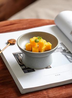 【复古甜品碗】.两个甜品碗ins风陶瓷高脚碗点心碗饰品收纳碗