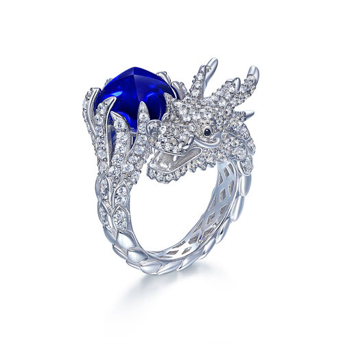 AILEQ蓝宝糖塔龙头戒指