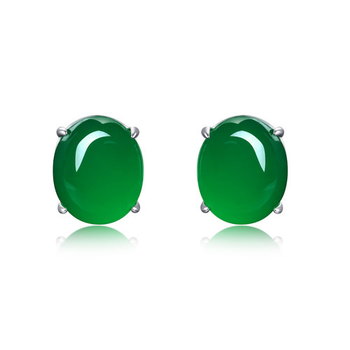 AILEQ耳钉耳饰满绿蛋面耳钉