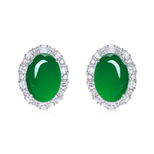 AILEQ鸽子蛋满绿蛋面耳钉