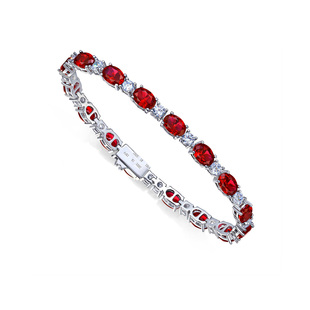 皇家蓝鸽血红手链 款 AILEQ纯银手链镶合成红宝石时尚 高端戴妃经典