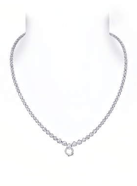 AILEQ高奢满镶高碳钻气质通用V字设计百搭项链小众豪华贵妇晚宴链