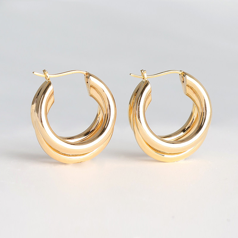 18k金耳环硬k金耳饰750黄金耳扣女士秋冬款耳扣百搭时尚显大耳钉