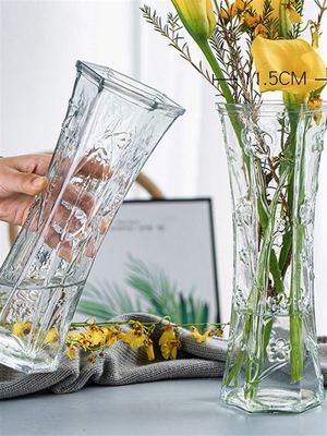大号花瓶玻璃透明客厅摆件大口径养花瓶水培富贵竹加厚转运竹玫瑰