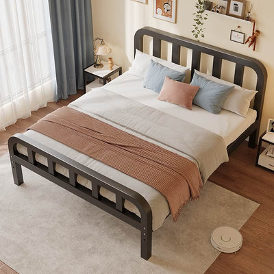 北欧铁艺床双人床1.8米轻奢现代简约铁架床1.5米单人铁床加厚加固