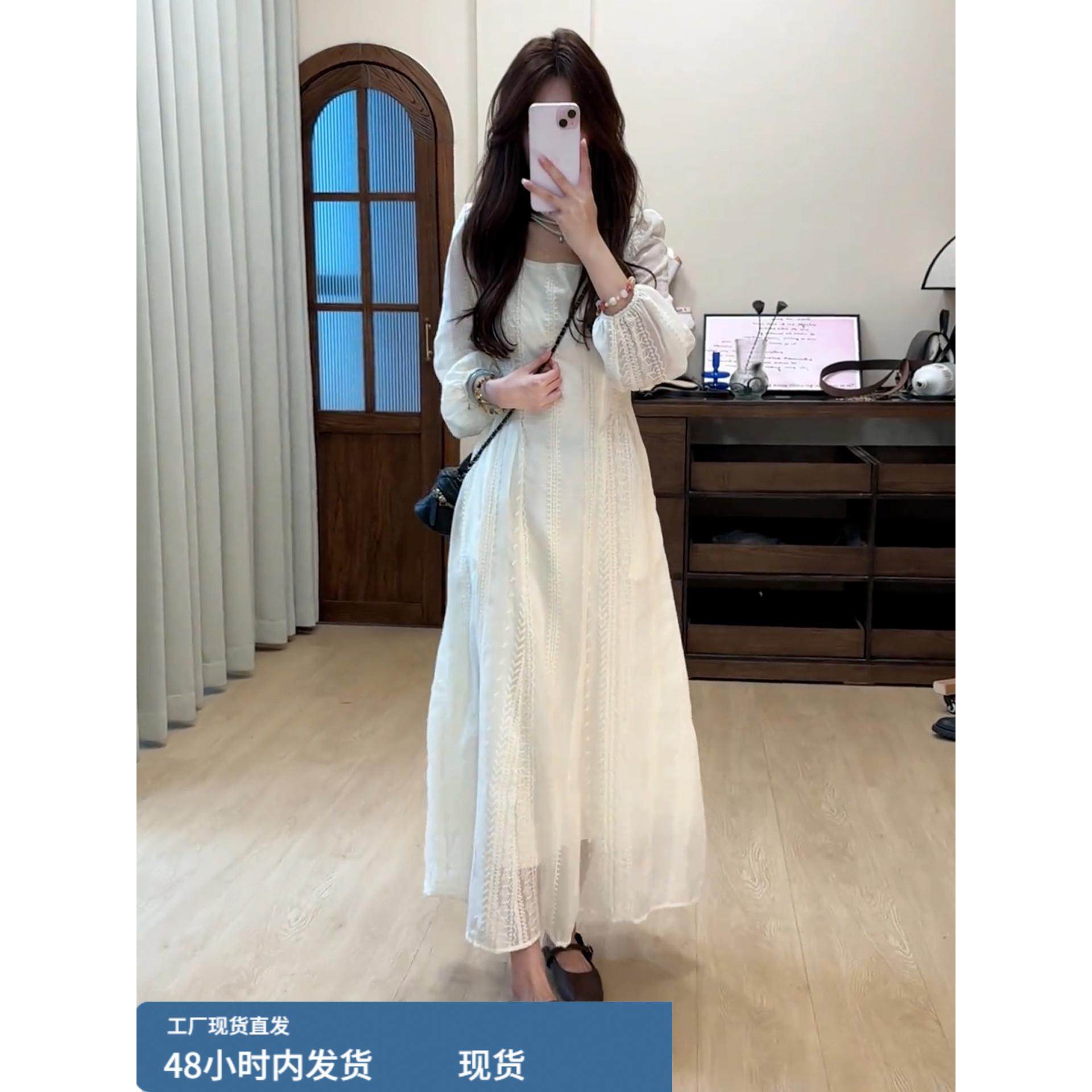 法式气质白色方领连衣裙子女装2025新款简单大方高级感穿搭秋冬季,运动/瑜伽/健身/球迷用品,瑜伽短裙,淘宝优惠券,粉丝福利购,淘宝优惠卷