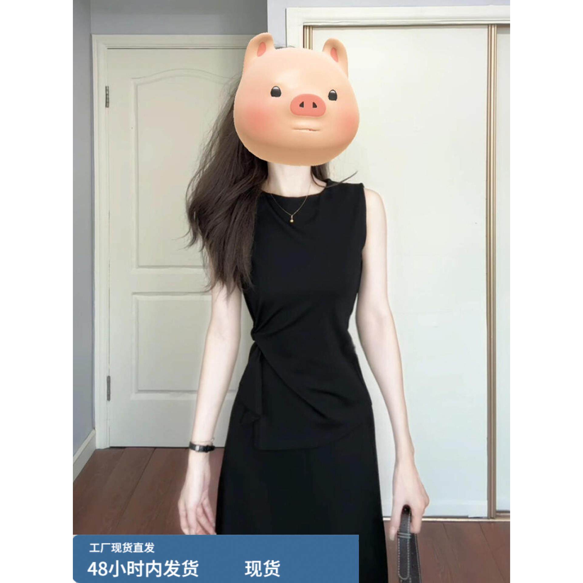 2025年夏季新款黑色高级感无袖半身连衣裙子套装女巨好看气质长裙,运动/瑜伽/健身/球迷用品,瑜伽短裙,淘宝优惠券,粉丝福利购,淘宝优惠卷