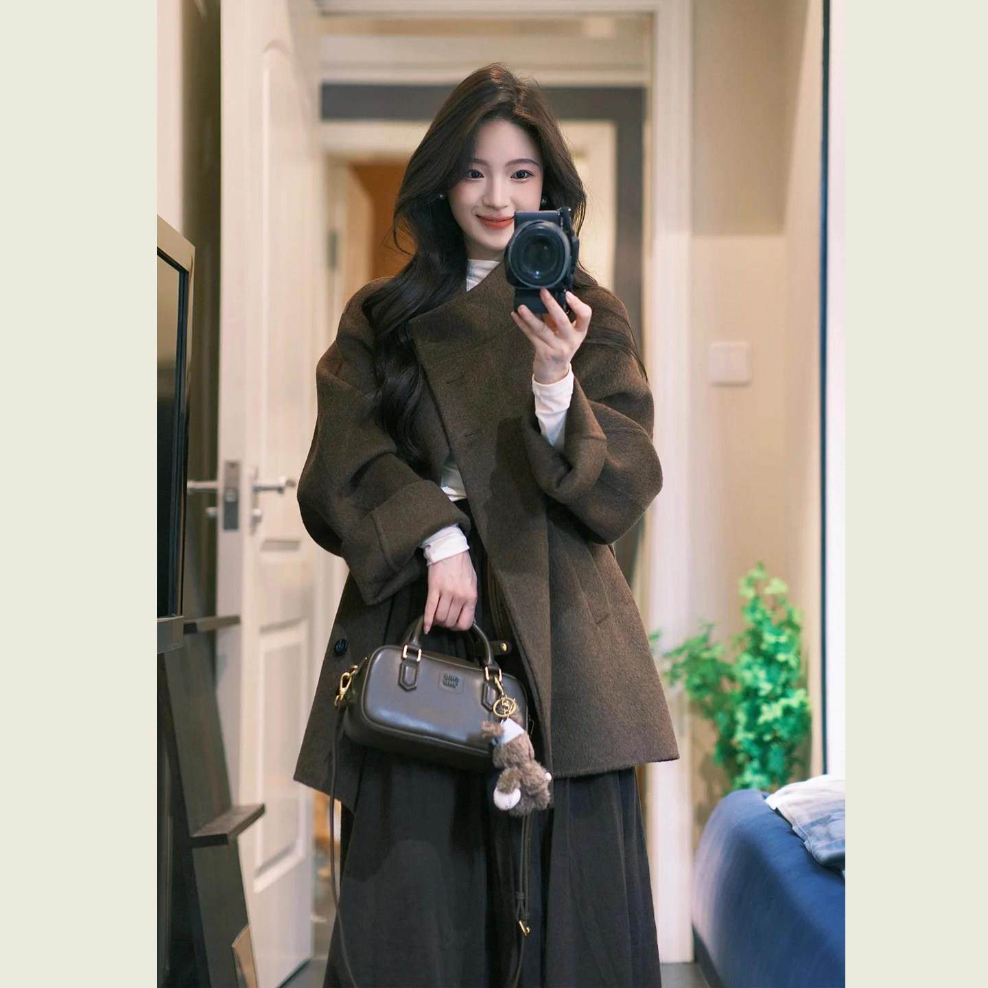 小个子复古棕色立领毛呢外套女秋冬季韩系显瘦系带收腰呢子大衣,运动/瑜伽/健身/球迷用品,广场舞套装,淘宝优惠券,粉丝福利购,淘宝优惠卷