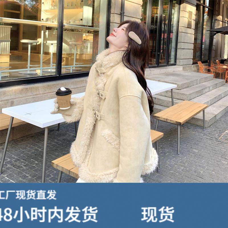 皮毛一体仿羊羔毛外套女秋冬高级感机车服小香风爆款独特设计感,运动/瑜伽/健身/球迷用品,广场舞套装,淘宝优惠券,粉丝福利购,淘宝优惠卷