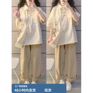 学院风日系运动两件套多巴胺配色休闲女装夏季翻领Polo短袖套装
