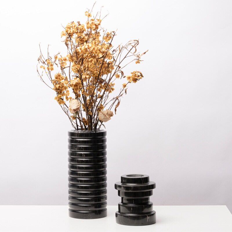 简约现代创意大理石圆柱花瓶花器软装茶几餐桌面插花瓶花器装饰品