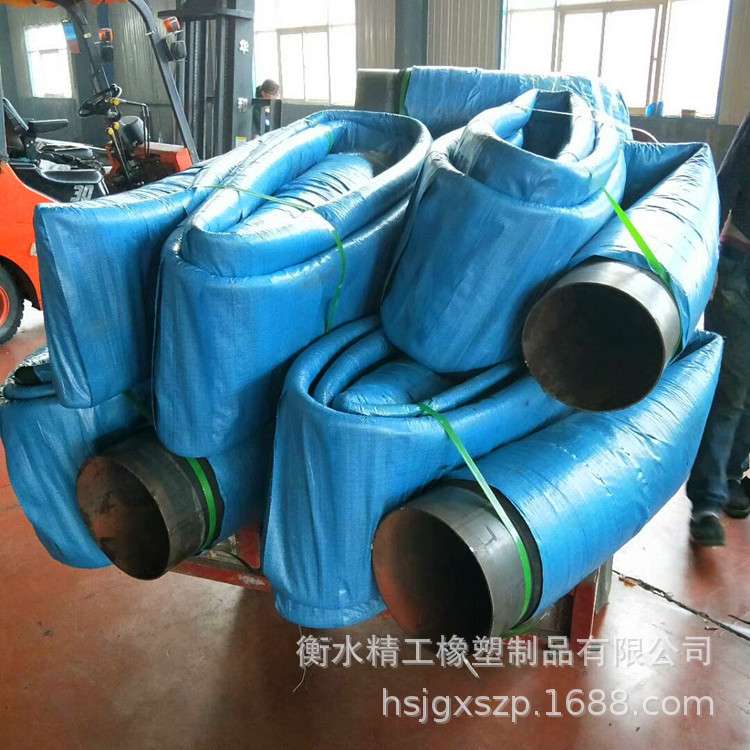 大口径输水胶管 10米法兰连接折叠软管 DN600无骨架输水软管