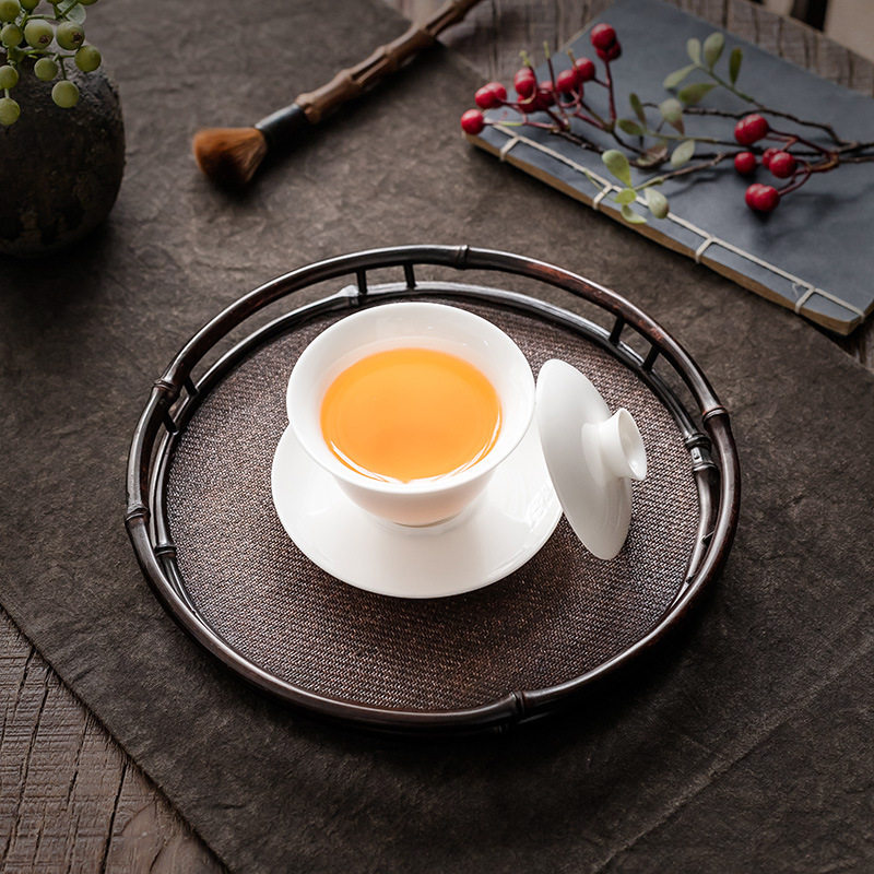 批发茶杯碗茶具配件高白瓷茶具盖碗三才碗泡茶器纯白瓷敬茶碗