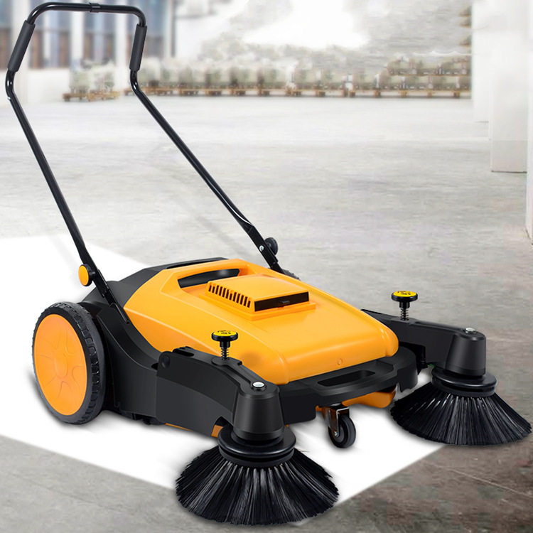 工地超市扫路机双边刷980型号车间无尘清扫机手推式自动扫地机