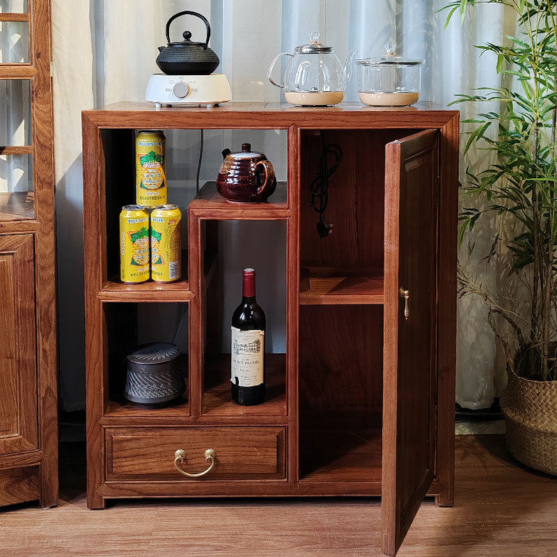 全原木花梨色加高款茶水柜客厅茶桌侧边柜烧水柜饮水机柜桶装水柜