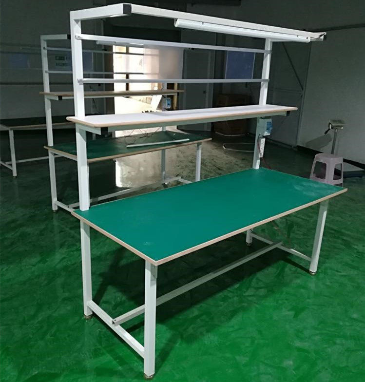 9P1E防静电工作台带灯大桌子铁架打包台车间生产线桌流水线工作台