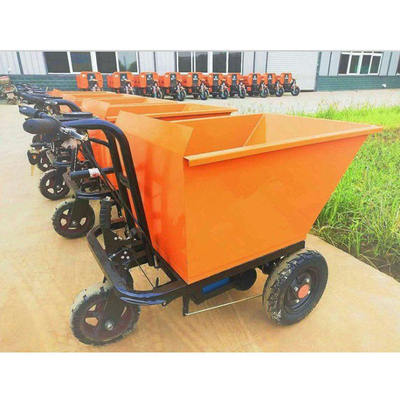 电动手推式灰斗车平板车建筑工地用工地三轮拉砖小型翻斗车