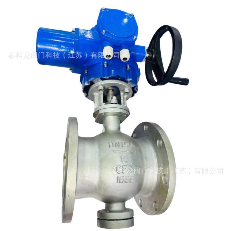 VQ947FH-16P不锈钢304电动手动一体V型法兰球阀