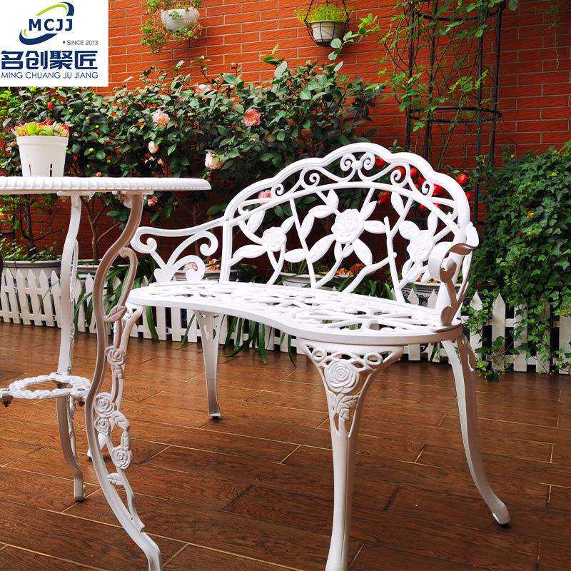 公园椅户外长椅子长凳子花园庭院休闲铁艺花靠背椅子室外座椅铸铝