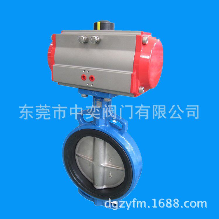 气动对夹软密封黑胶蝶阀D671X-16DN50-65-80-100-125-150