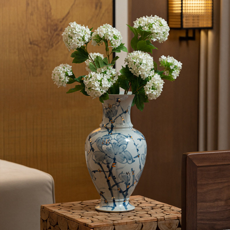 艺贝子 《福满青鸾》中古风青花陶瓷花瓶客厅玄关插花器装饰品摆