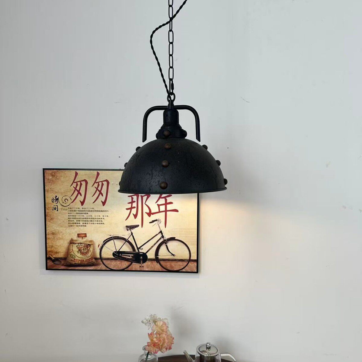 北欧风格美式乡村卡尔维斯铁艺复古餐吊灯老式马灯怀旧手提油灯