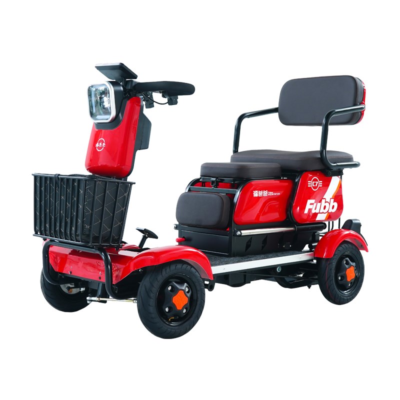 新款C7老人四轮电动车老年双人小型代步车成人接孩子残疾人助力车