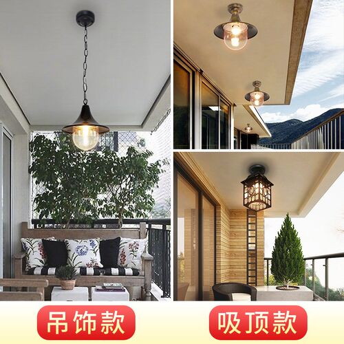 复古工业风古铜色户n外吊灯 走廊过道阳台室外防水庭院灯欧式吊灯