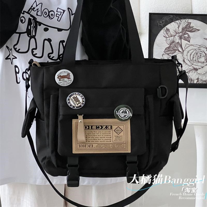 日系工装复古单肩包男大学生上课单肩背包韩版潮流大X容量斜挎包