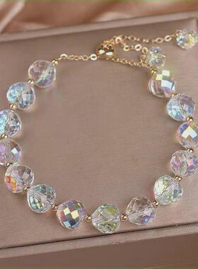 气质水晶编织手链女小众设计个性手镯简约学生闺蜜网红手环手饰品