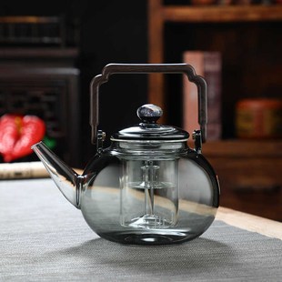围炉煮茶壶透黑玻l璃提梁壶烧水泡茶壶电陶炉煮茶器炭火炉蒸煮一