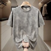 新款 潮流短袖 t恤男加肥加大宽松新中式 380斤大码 提花男装 胖人上衣