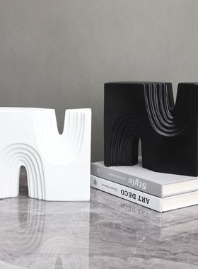 现代简约树脂几何样板房售楼部卧室书房客厅餐厅桌U面玄关家居饰