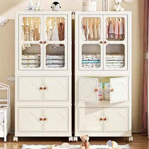 塑料宝宝折叠衣柜 免安装对开门婴儿折叠箱 家用衣橱小户型收纳柜