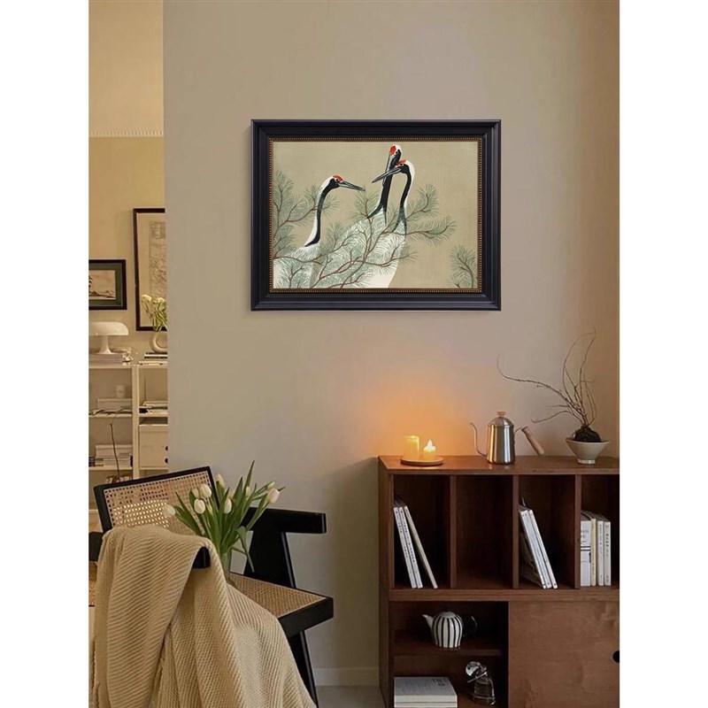 中古风电表箱装饰画复古轻法式中国风遮挡配电箱画黑色推拉液压画