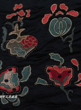 打籽绣清供福瓜宝瓶马面图民x族风手工绣品老绣片京绣手工刺绣绣