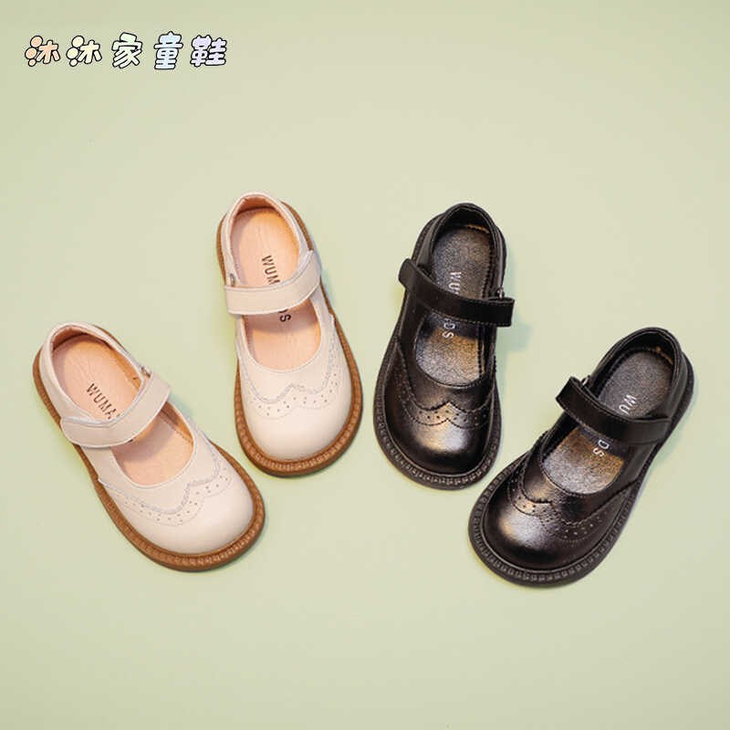 女童童鞋黑色小皮鞋2025新款春秋款校园英伦风时尚软底小女孩单鞋