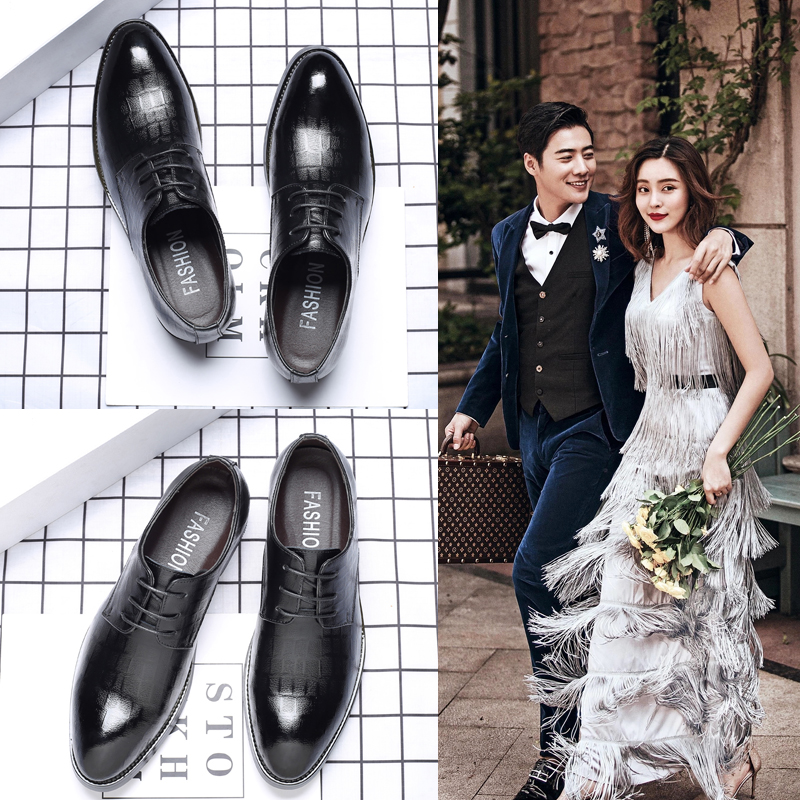 2021新郎结婚内增高拍婚纱照礼鞋英伦商务休闲皮鞋男士配西装伴郎