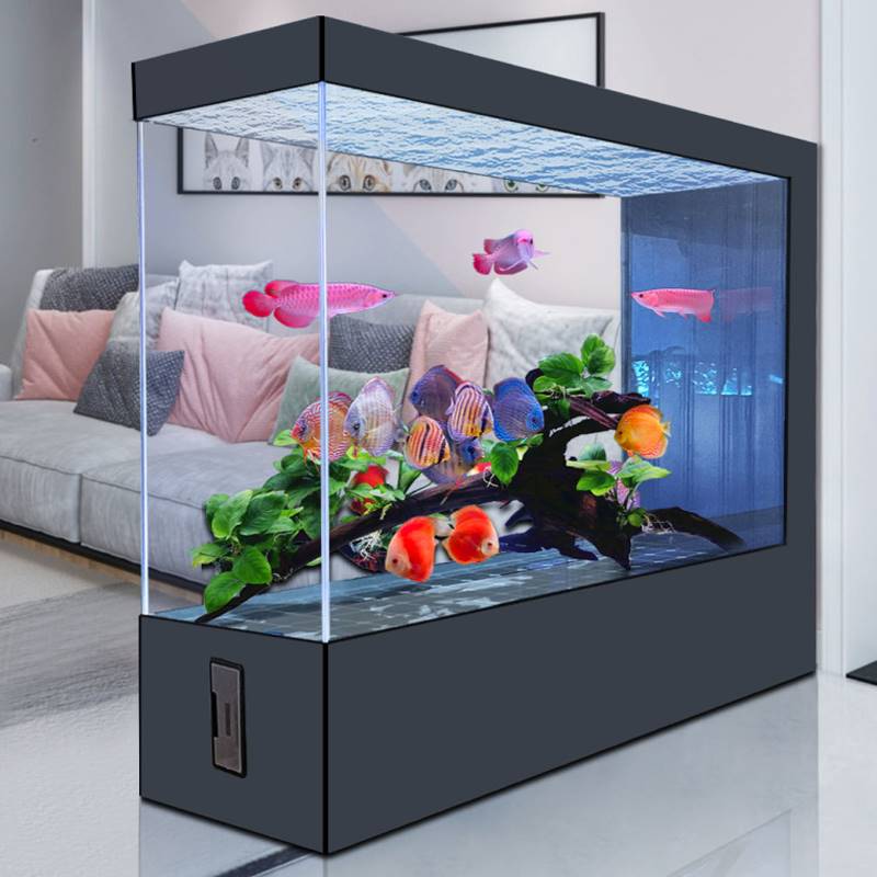 超白玻璃屏风隔断办公室靠墙一键排水大型生态客厅落地家用鱼缸