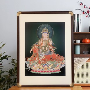 观世音菩萨铜雕画摆台客厅中式装饰画镇宅观音大士V佛像铜版画摆