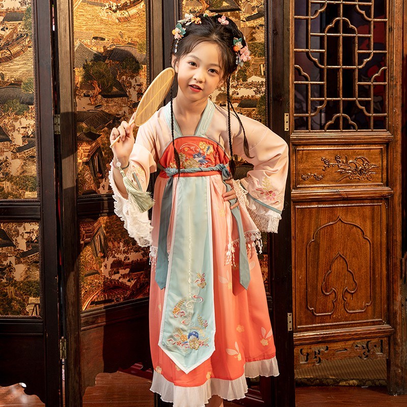 《秋馥》汉服女童秋季长袖刺绣童装小女孩中国风超仙连衣裙古装