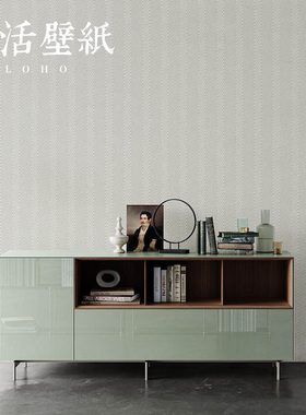 北欧灰色浅绿色条纹素色无纺布墙纸非自粘客厅卧S室房间壁纸高级